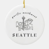Minimal Seattle Skyline Kontur Pazifik Nordwesten Keramik Ornament (Hinten)