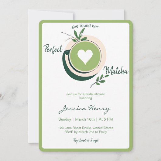 Minimal sie fand ihr Matcha-Brautparty Einladung (Vorderseite)