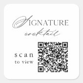 Minimal Signature Cocktail QR Code Wedding Sticker (Vorderseite)