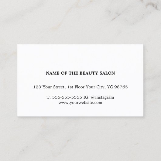 Minimal Silber Imitate Gold Scheren Haarstiel Visitenkarte (Rückseite)