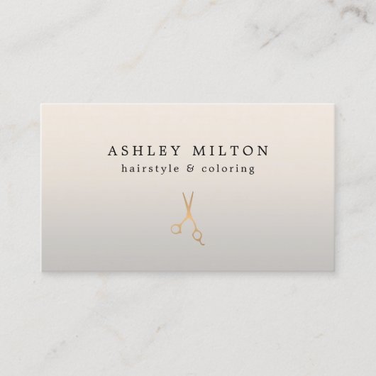 Minimal Silber Imitate Gold Scheren Haarstiel Visitenkarte (Vorderseite)