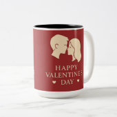 Minimal Silhouette Couple Happy Valentines Heart Zweifarbige Tasse (VorderseiteRechts)
