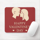 Minimal Silhouette Romantic Valentines Office Mousepad (Mit Mouse)