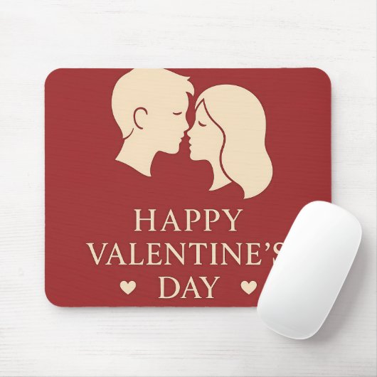 Minimal Silhouette Romantic Valentines Office Mousepad (Mit Mouse)