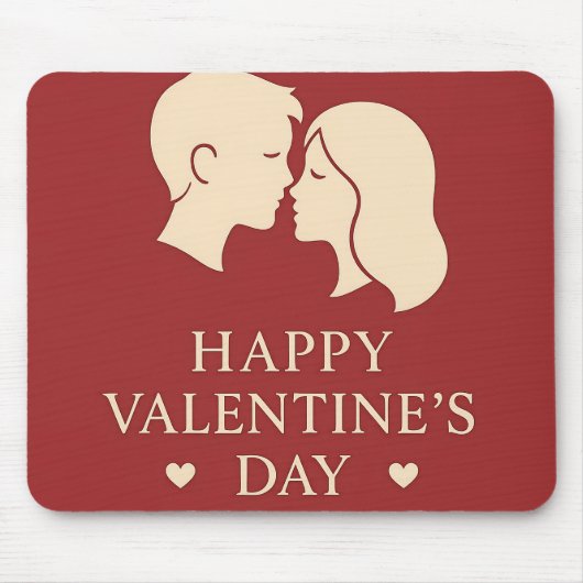 Minimal Silhouette Romantic Valentines Office Mousepad (Vorne)