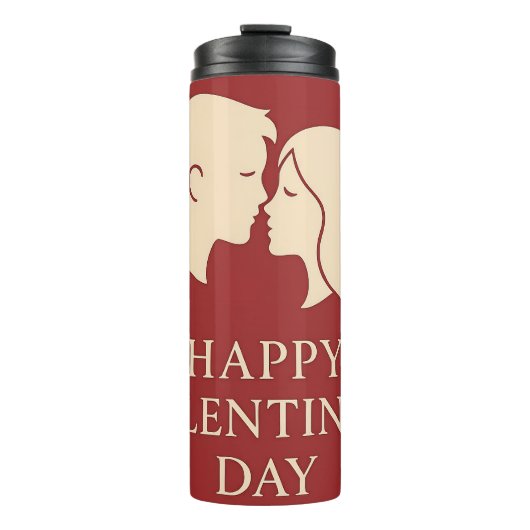 Minimal Silhouette Romantic Valentines Travel Thermosbecher (Vorderseite)