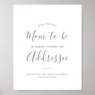 Minimal Silver Baby Shower Address a Envelope Poster