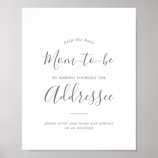 Minimal Silver Baby Shower Address a Envelope Poster (Vorne)
