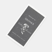 Minimal Silver Bow Winter Snow Baby Shower Welcome Serviette (Ecke)