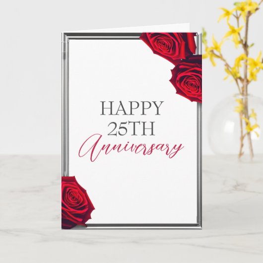 Minimal Silver Frame Husband 25 Jahre alt Karte (Gelbe Blume)