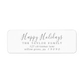 Minimal Silver Happy Holidays Rücksendeadresse (Vorne)