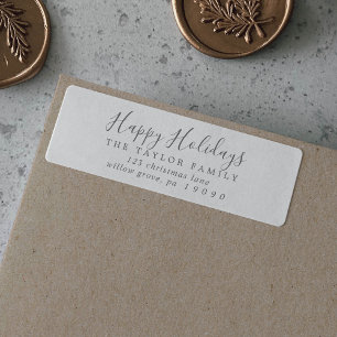 Minimal Silver Happy Holidays Rücksendeadresse