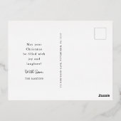 Minimal Silver Weihnachtsbaum Folien Feiertagspostkarte (Rückseite)