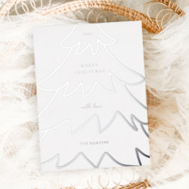 Minimal Silver Weihnachtsbaum Folien Feiertagspostkarte