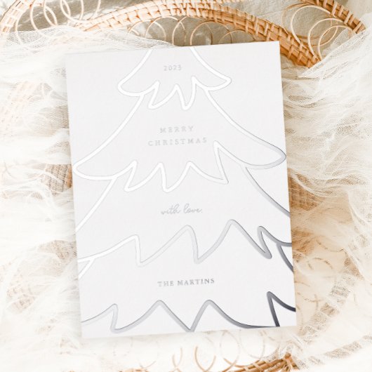 Minimal Silver Weihnachtsbaum Folien Feiertagspostkarte