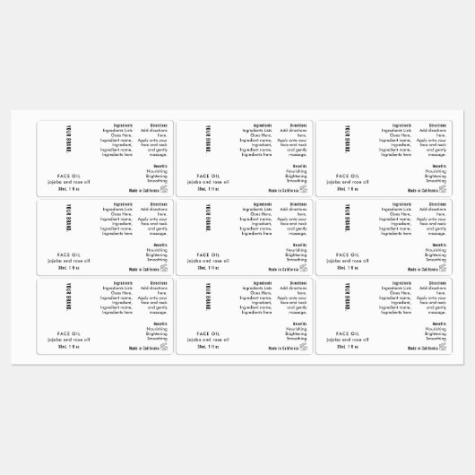 Minimal Simple 1oz 30ml Dropper Bottle Waterproof Etiketten (Blatt)