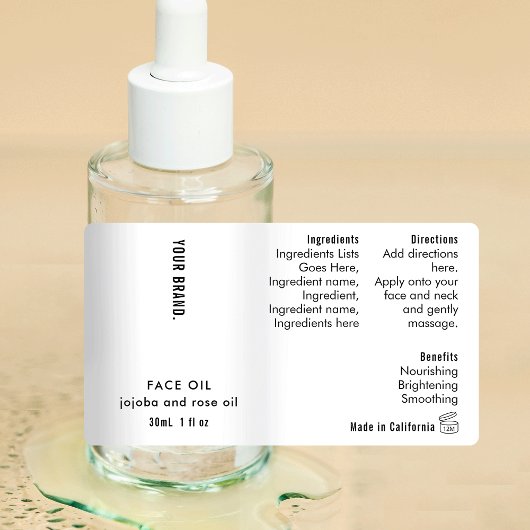 Minimal Simple 1oz 30ml Dropper Bottle Waterproof Etiketten