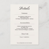 Minimal Simple Black and White Wedding Details Begleitkarte (Vorderseite)
