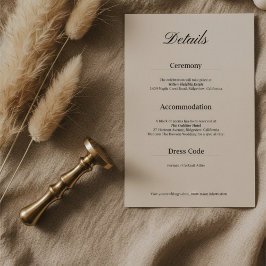 Minimal Simple Black and White Wedding Details Begleitkarte