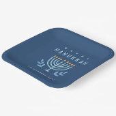 Minimal Simple Blue Menorah Candles Happy Hanukkah Pappteller (Gewinkelt)