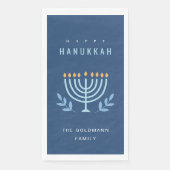 Minimal Simple Blue Menorah Candles Happy Hanukkah Serviette (Vorderseite)