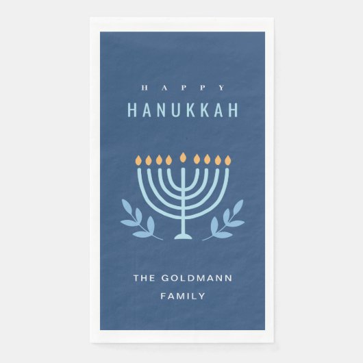 Minimal Simple Blue Menorah Candles Happy Hanukkah Serviette (Vorderseite)