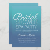 Minimal Simple Blue Ombre Wellness-Center Party Br Einladung (Vorne/Hinten)