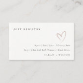 Minimal Simple Blush Heart Wedding Gift Registry Begleitkarte (Vorderseite)