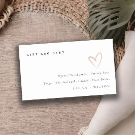 Minimal Simple Blush Heart Wedding Gift Registry Begleitkarte