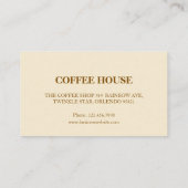 Minimal Simple Coffee Shop barista Visitenkarte (Rückseite)