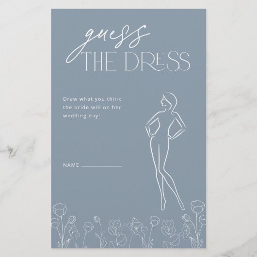 Minimal Simple Dusty Blue Brautparty Game (Vorderseite)