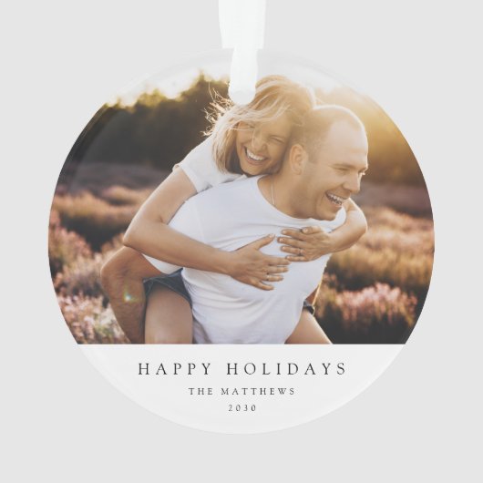 Minimal Simple Elegante Weihnachten Couple Foto Ornament (Rückseite)