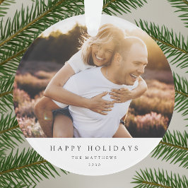 Minimal Simple Elegante Weihnachten Couple Foto Ornament