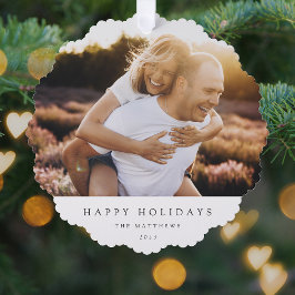 Minimal Simple Elegante Weihnachten Couple Foto Ornament Karte
