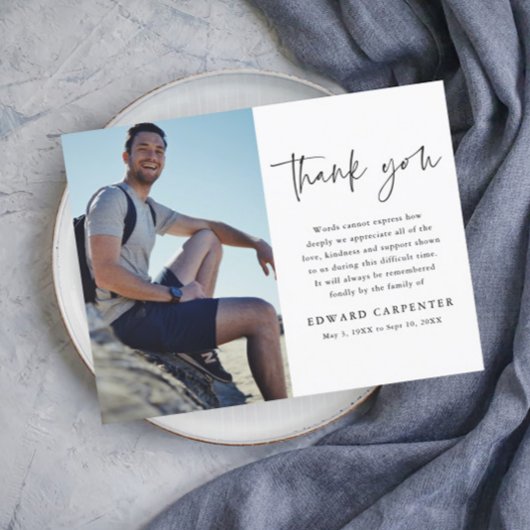 Minimal Simple Funeral Memorial Foto Vielen Dank Magnetkarte