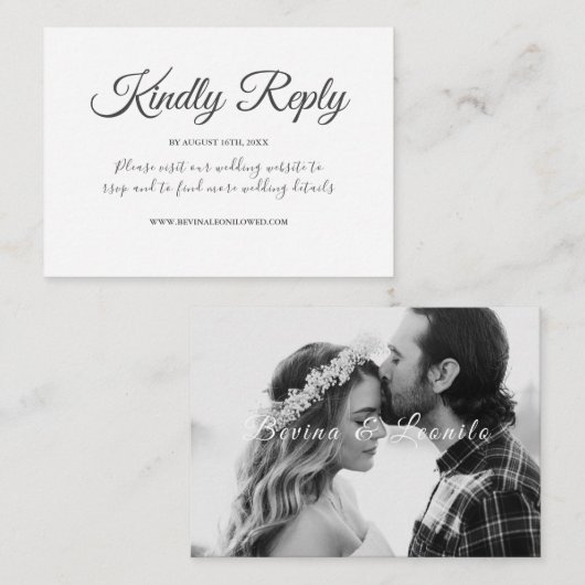 Minimal Simple Great Vibes Script Wedding Website Begleitkarte (Vorne/Hinten)