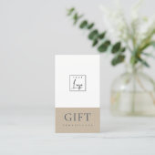 Minimal Simple Kraft Logo Gift Certificate Visitenkarte (Stehend Vorderseite)