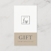 Minimal Simple Kraft Logo Gift Certificate Visitenkarte (Vorderseite)