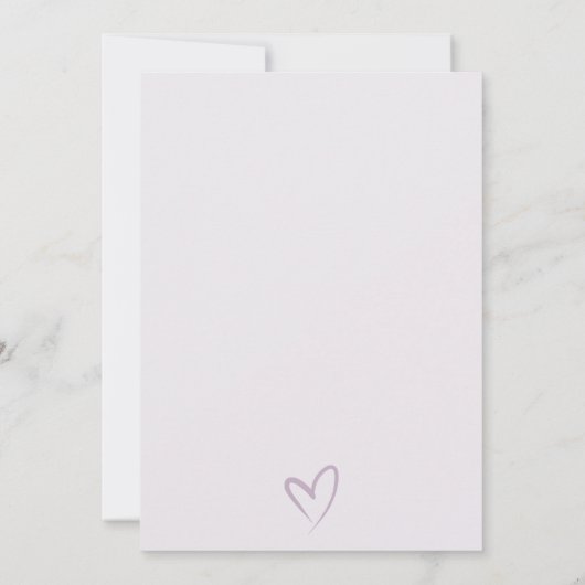 Minimal Simple Lavender Heart Brautparty laden Dankeskarte (Rückseite)