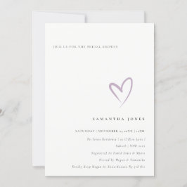 Minimal Simple Lavender Heart Brautparty laden Dankeskarte