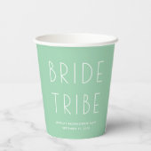 Minimal Simple Mint Green Bride Stamm Bachelorette Pappbecher (Rückseite)