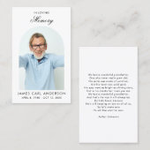 Minimal Simple Photo Arch Memorial Prayer Card Visitenkarte (Vorne/Hinten)