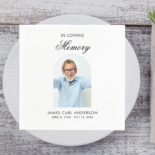 Minimal Simple Photo Arch Memorial Serviette