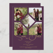 Minimal Simple Wedding Extravagant 5 Fotos Collage Save The Date (Vorne/Hinten)