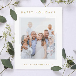 Minimal Simple White | Foto der Weihnachtsfamilie Feiertagskarte