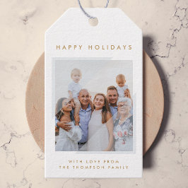 Minimal Simple White | Foto der Weihnachtsfamilie Geschenkanhänger