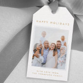 Minimal Simple White | Foto der Weihnachtsfamilie Geschenkanhänger