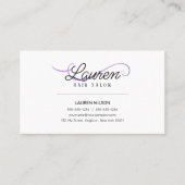 Minimal Simple White Lila HairSalon Haarstylist Visitenkarte (Vorderseite)