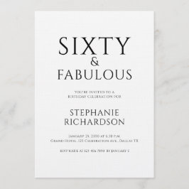 Minimal Sixty and Fabulous 60th Birthday Party Einladung