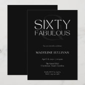 Minimal Sixty and Fabulous 60th Birthday Party Einladung (Vorne/Hinten)